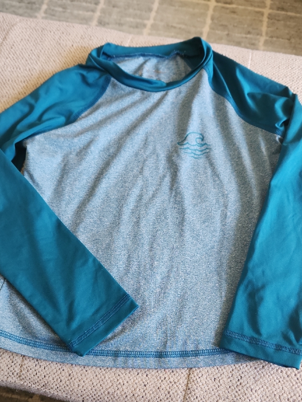 art class Teal and Light Blue Kids Swim Rashguard